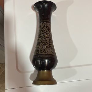 Vintage etched Brass vase.  .In family for years